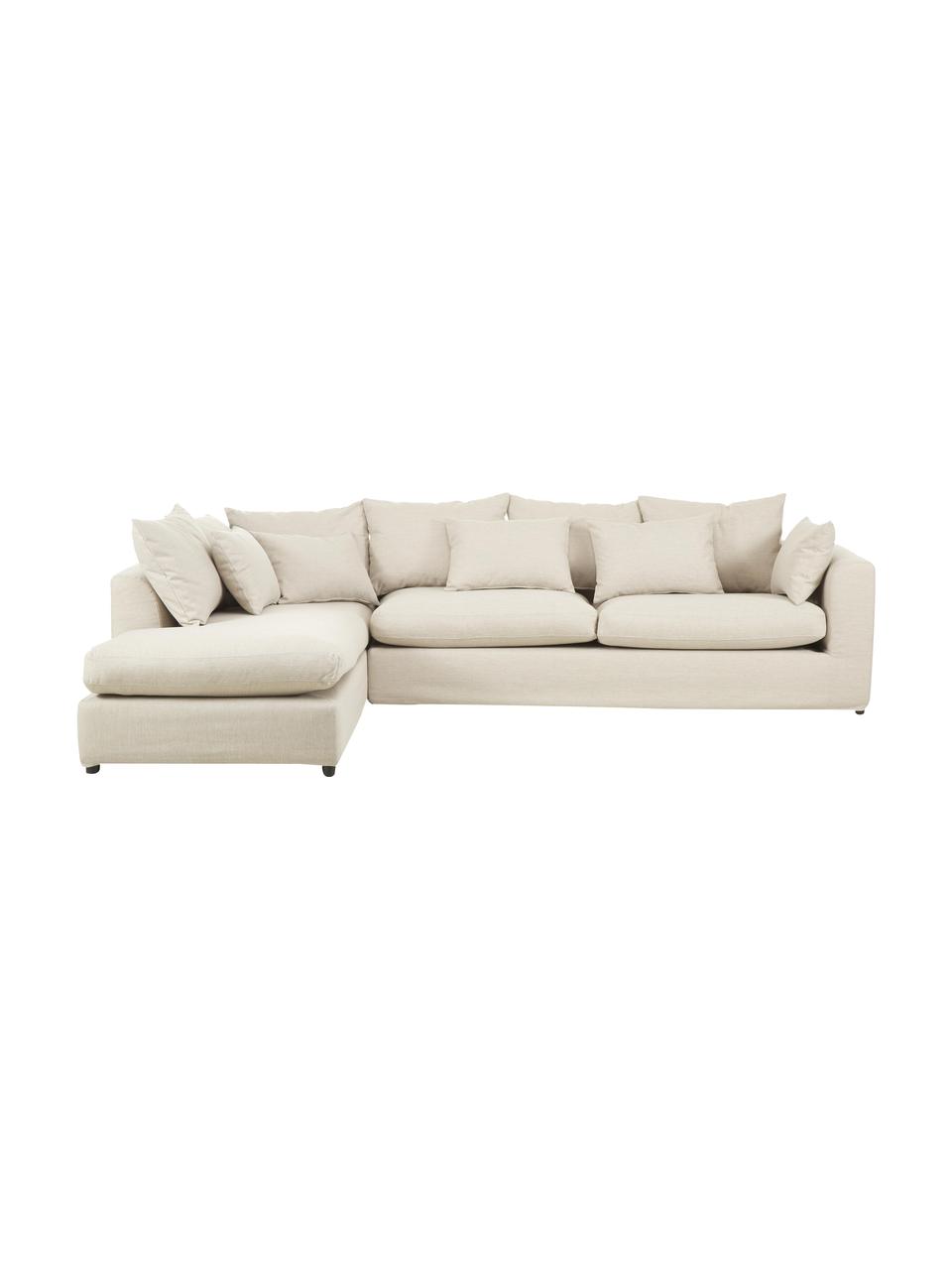 Grosses Ecksofa Zach in Beige, Bezug: Polypropylen Der hochwert, Webstoff Beige, B 300 x T 213 cm, Eckteil links