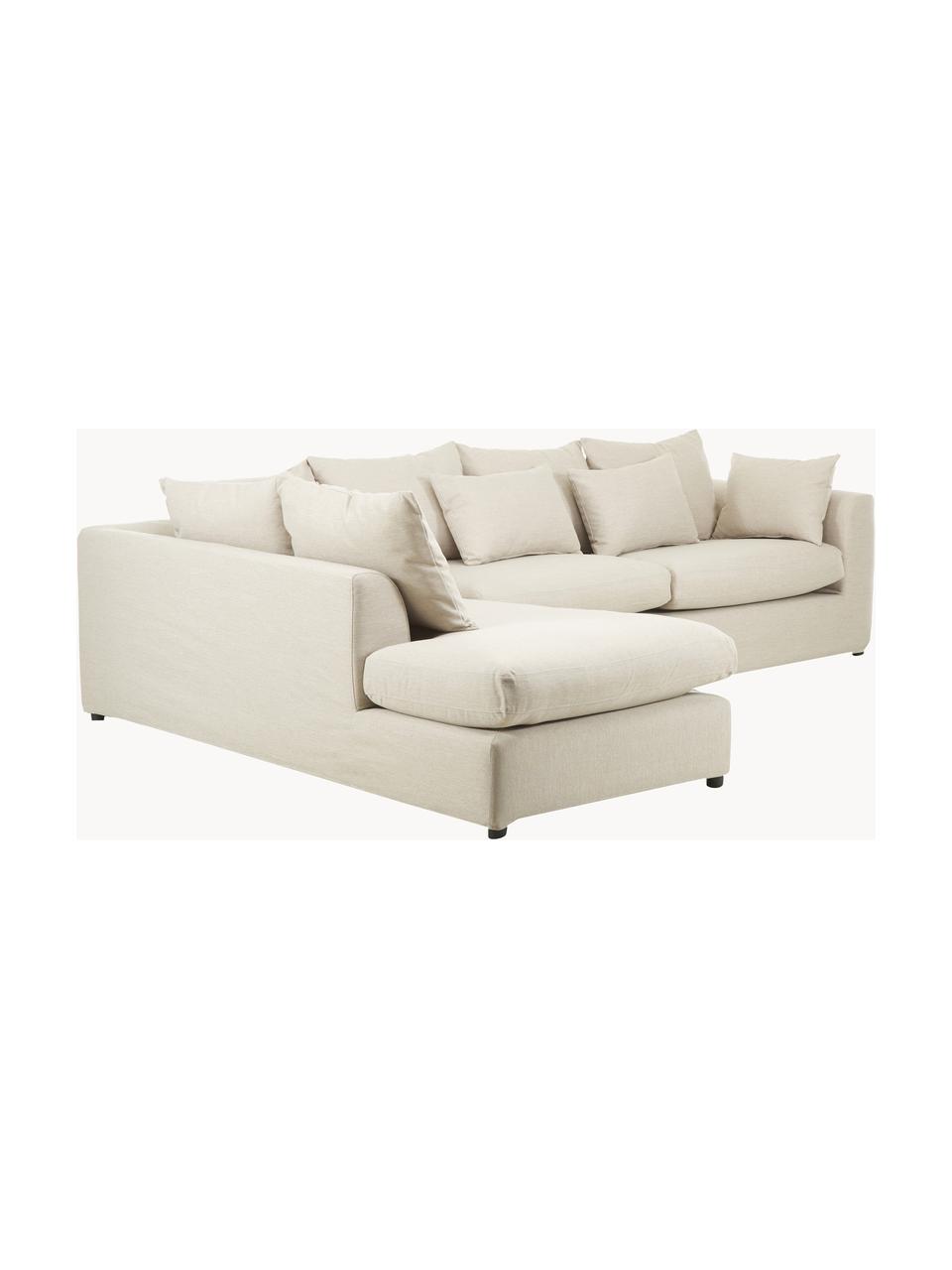 Großes Ecksofa Zach, Bezug: Polypropylen Der hochwert, Füße: Kunststoff, Webstoff Cremeweiß, B 300 x T 213 cm, Eckteil links