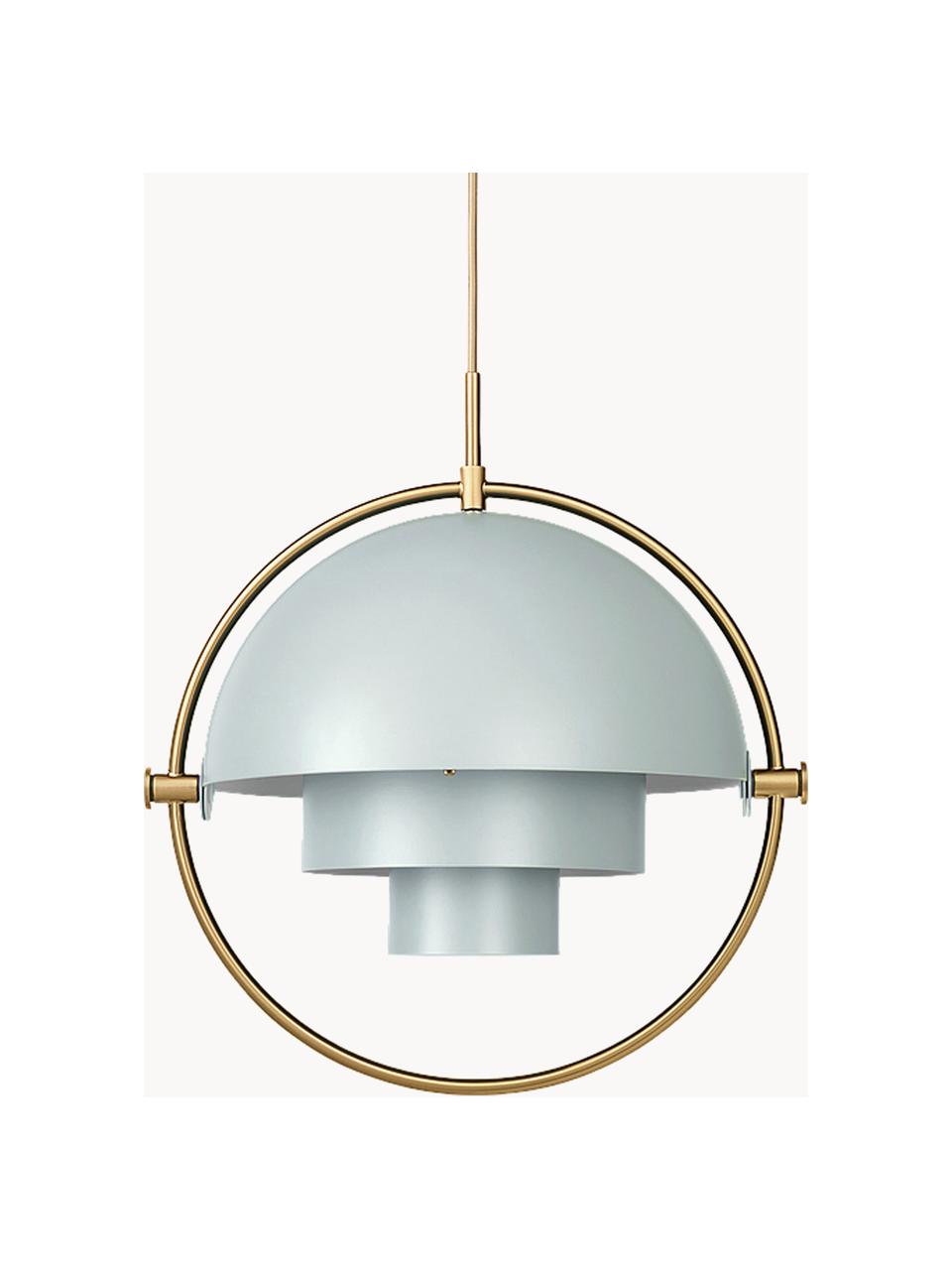 Verstelbare hanglamp Multi-Lite, Lampenkap: aluminium, gepoedercoat, Lichtblauw mat, goudkleurig glanzend, Ø 36 x H 42 cm