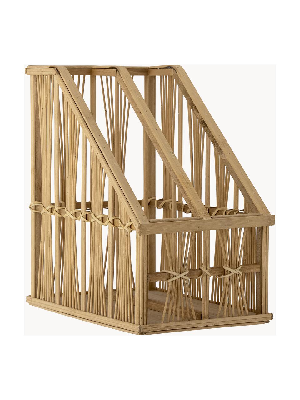 Stojak na czasopisma z drewna bambusowego i rattanu Tobi, Drewno bambusowe, rattan, drewno jodłowe, sklejka, Brązowy, S 21 x W 34 cm