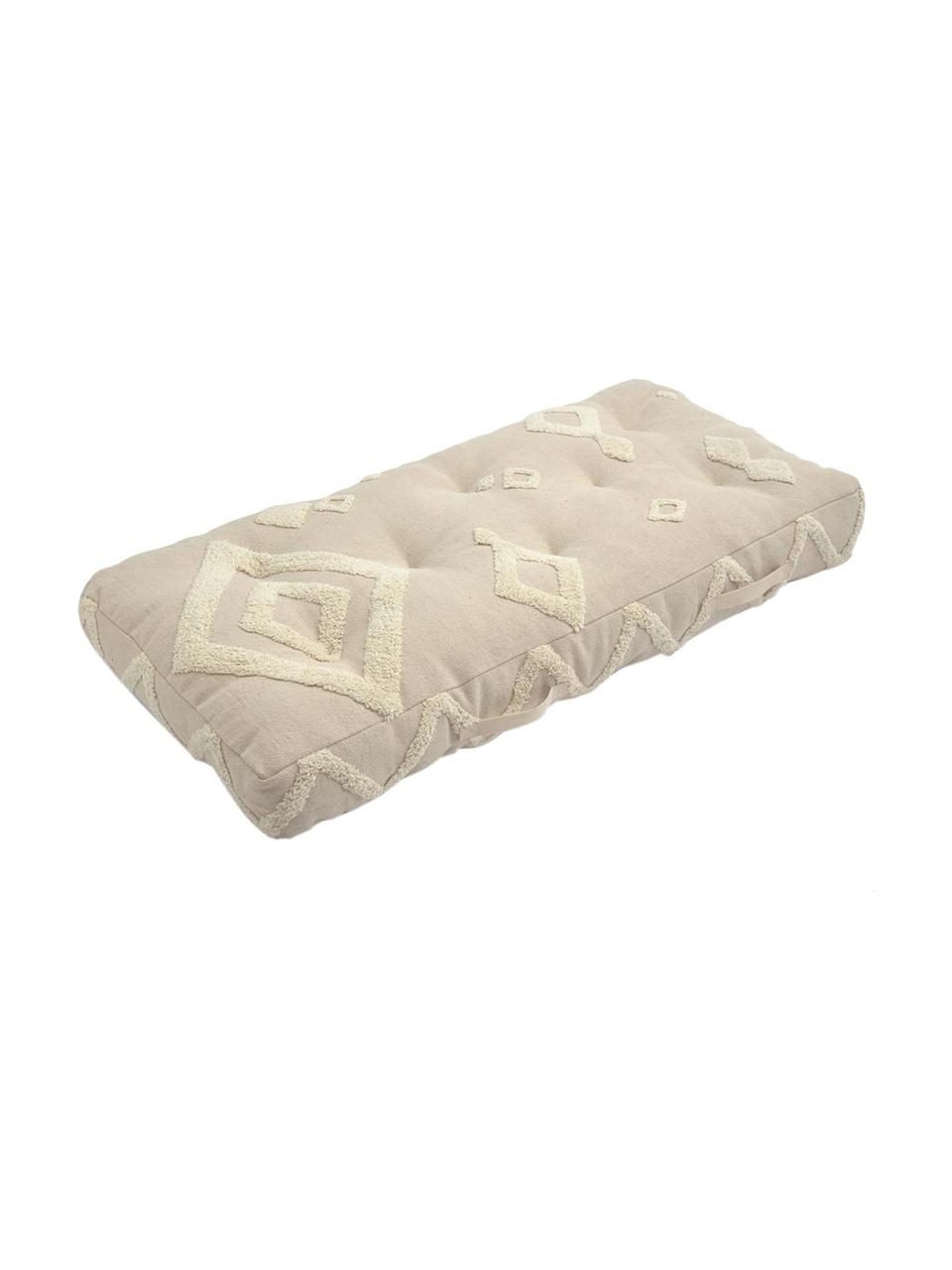 Grand coussin de sol à motifs tuftés Canvas, Blanc cassé