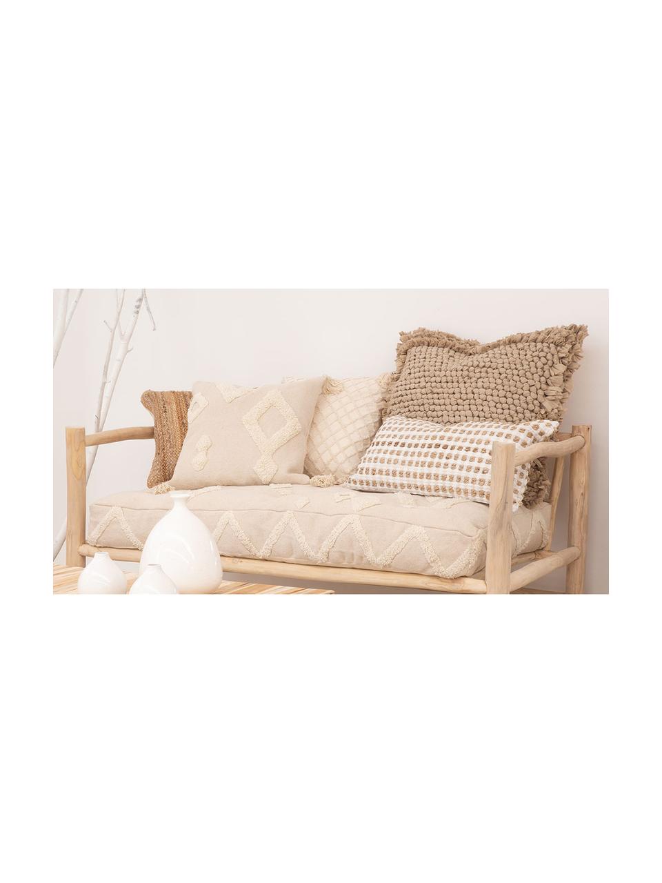 Velký sedací polštář s všívanými ornamenty Canvas, Světle bílá