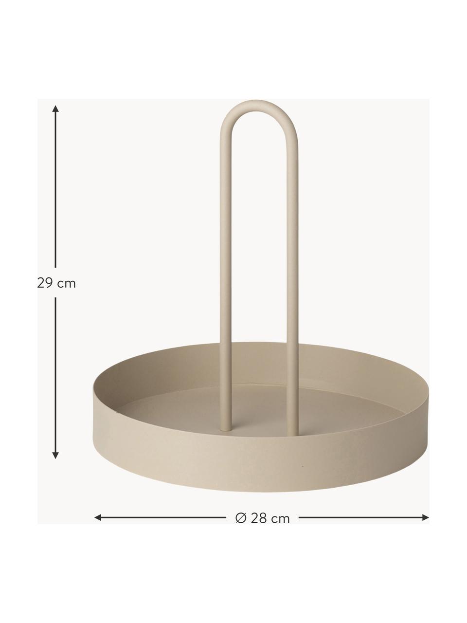 Aufbewahrungstablett Grib aus Metall, Eisen, pulverbeschichtet, Hellbeige, Ø 28 x H 29 cm