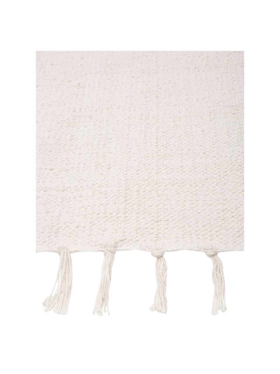 Tapis en coton fin tissé main crème Agneta, Blanc crème