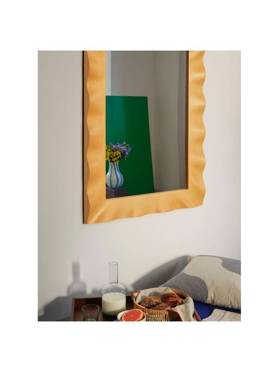 Miroir mural Wavy, Bois clair, larg. 70 x haut. 100 cm