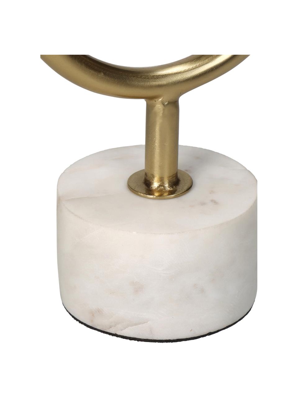 Candelabro dorato Siga, Candelabro: metallo rivestito, Gambo: marmo, Marmo bianco, dorato, Larg. 14 x Alt. 31 cm