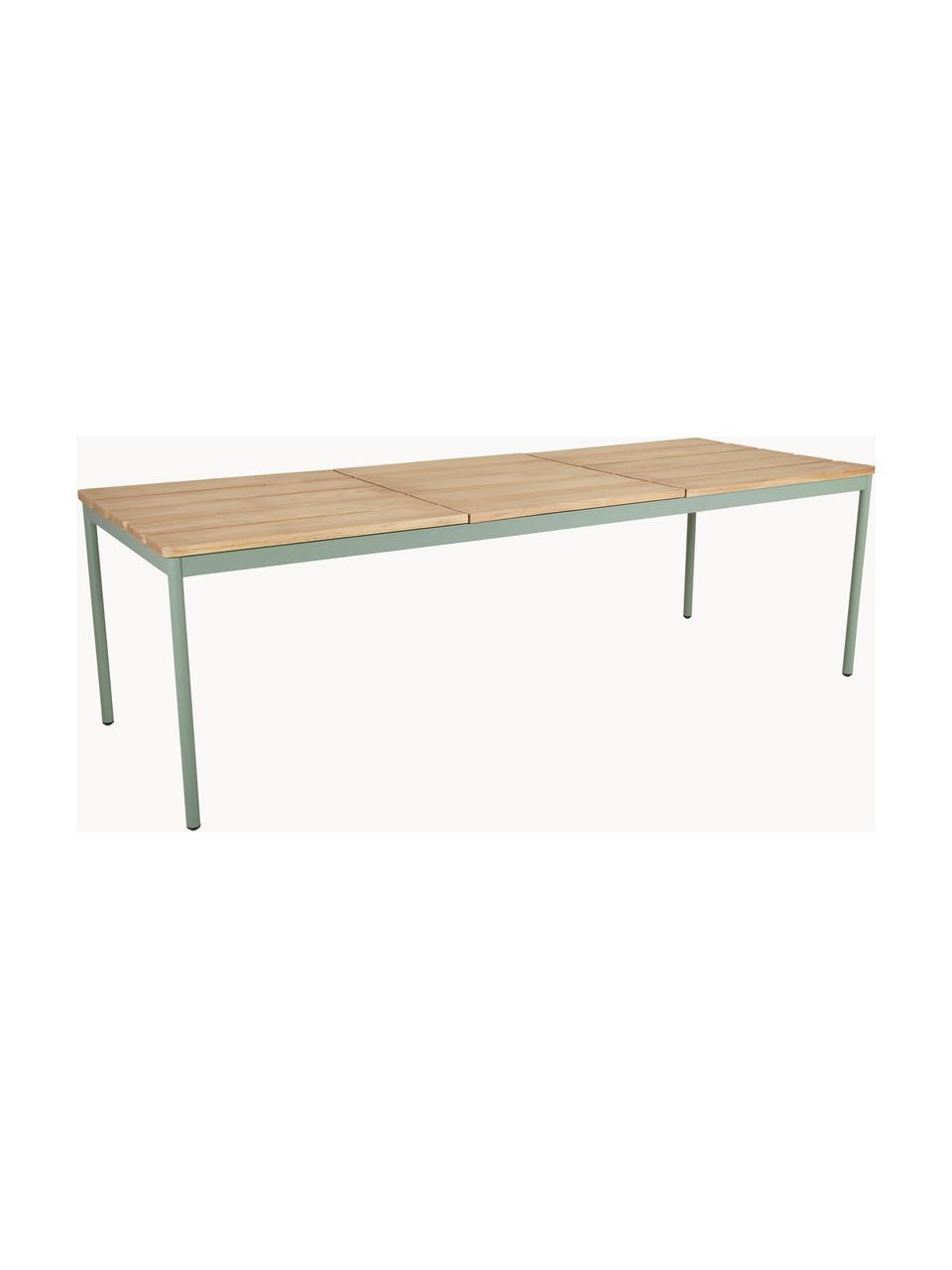 Mesa para exterior Nox, Tablero: madera de teca aceitada, Estructura: aluminio recubierto, Verde salvia, An 238 x F 90 cm