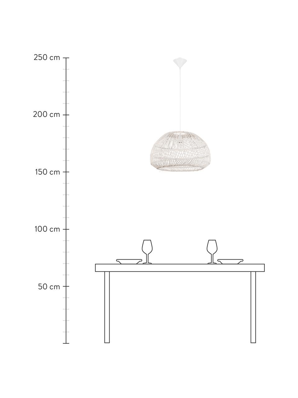 Hanglamp Melody van rotan, Lampenkap: rotan, Baldakijn: kunststof, Gebroken wit, Ø 51 x H 30 cm