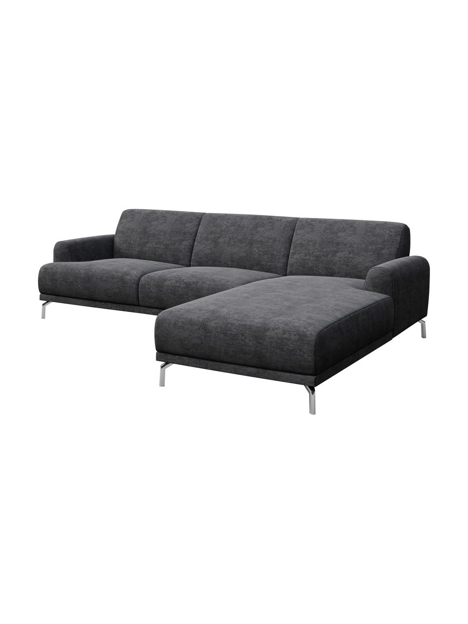 Sofa narożna z Zero Spot System Puzo, Tapicerka: 100% poliester z Zero Spo, Nogi: metal lakierowany, Ciemny szary, S 240 x G 165 cm