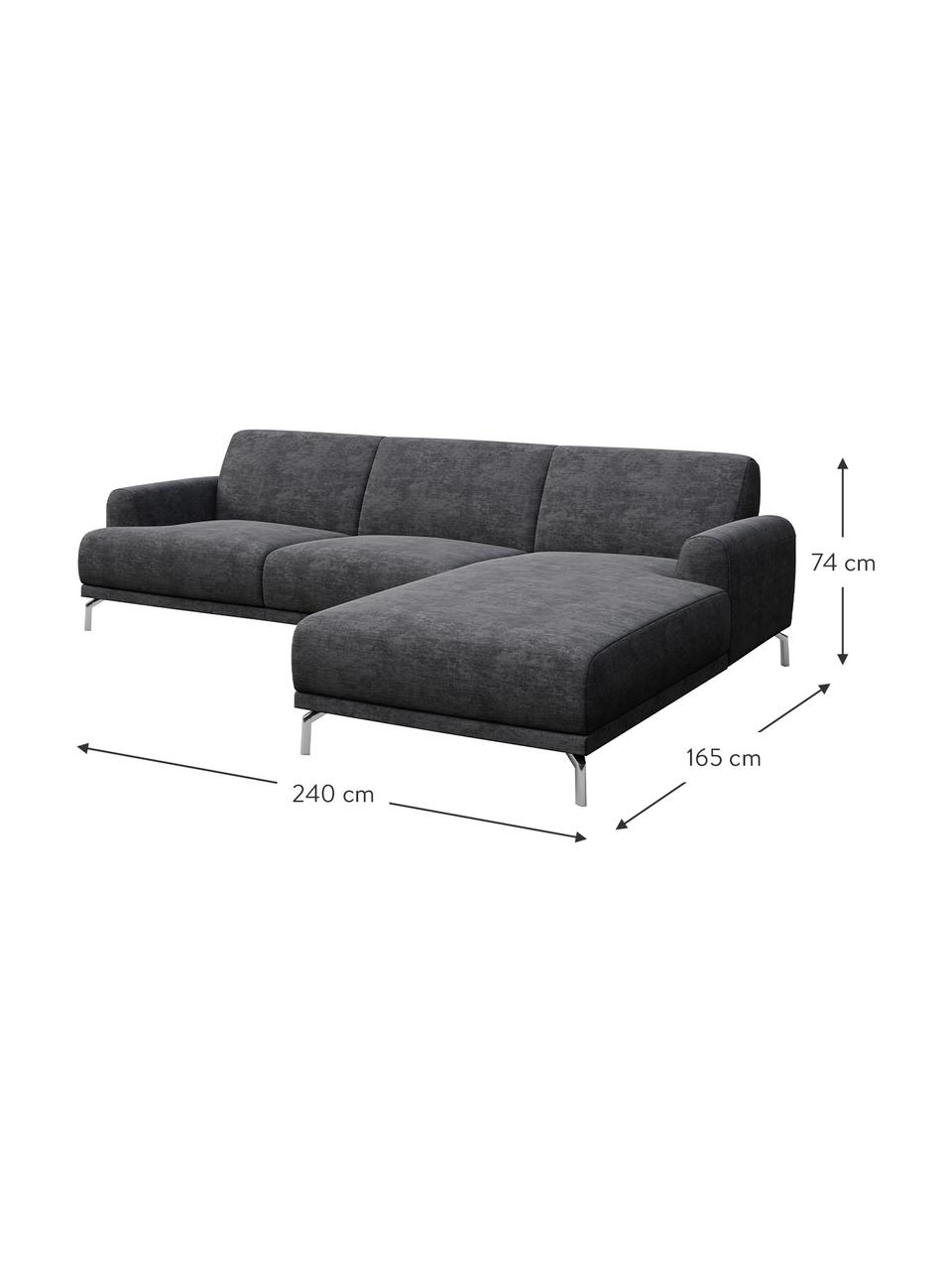 Sofa narożna z Zero Spot System Puzo, Tapicerka: 100% poliester z Zero Spo, Nogi: metal lakierowany, Ciemny szary, S 240 x G 165 cm