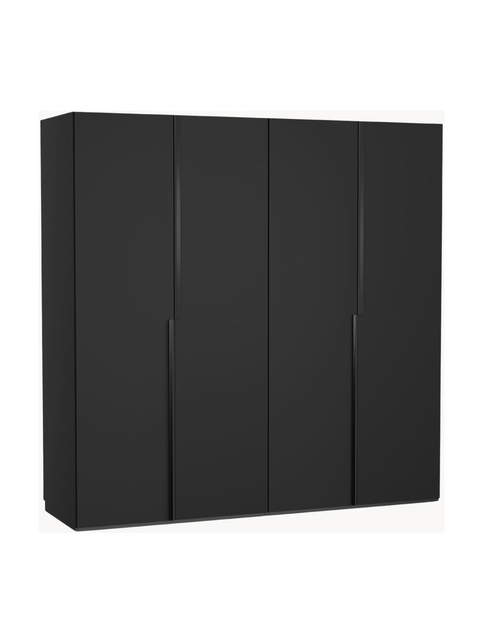 Modularer Drehtürenschrank Leon, 200 cm Breite, mehrere Varianten, Korpus: Spanplatte, melaminbeschi, Schwarz, Basic Interior, B 200 x H 200 cm