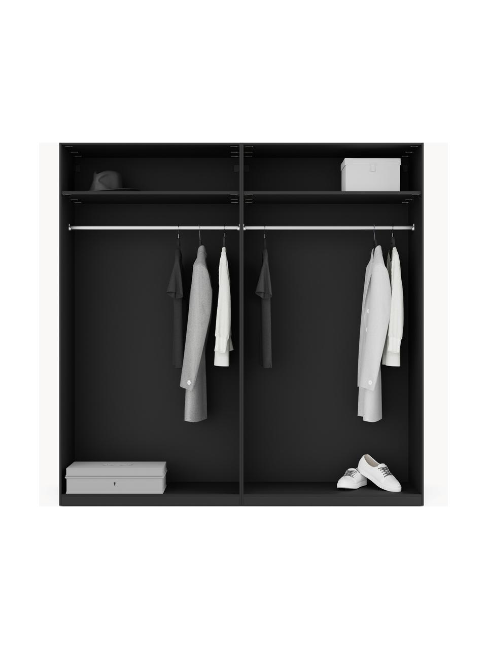 Modularer Drehtürenschrank Leon, 200 cm Breite, mehrere Varianten, Korpus: Spanplatte, melaminbeschi, Schwarz, Basic Interior, B 200 x H 200 cm