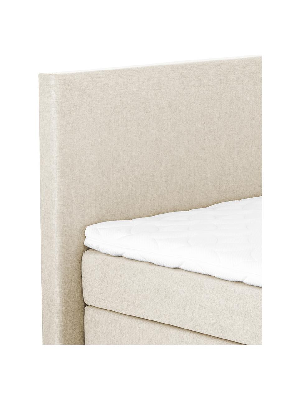 Letto boxspring premium Eliza, Materasso: a molle insacchettate a 7, Piedini: legno di faggio massiccio, Beige, 200 x 200