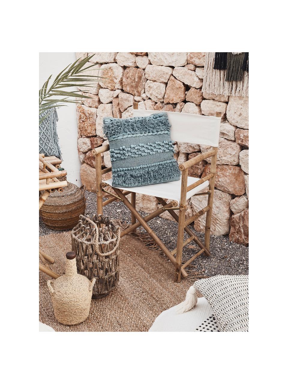 Silla plegable de bambú Mandisa, Estructura: bambú natural, Superficie: lino, Blanco crema, marrón claro, An 58 x Al 88 cm