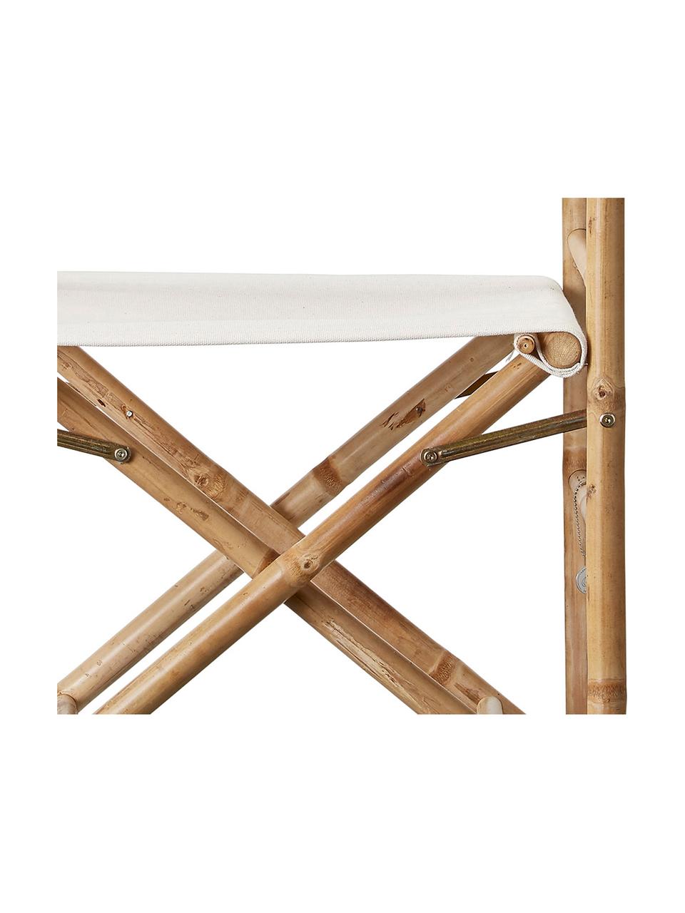 Fauteuil metteur en scène pliant en bambou Mandisa, Blanc crème, brun clair, larg. 58 x haut. 88 cm