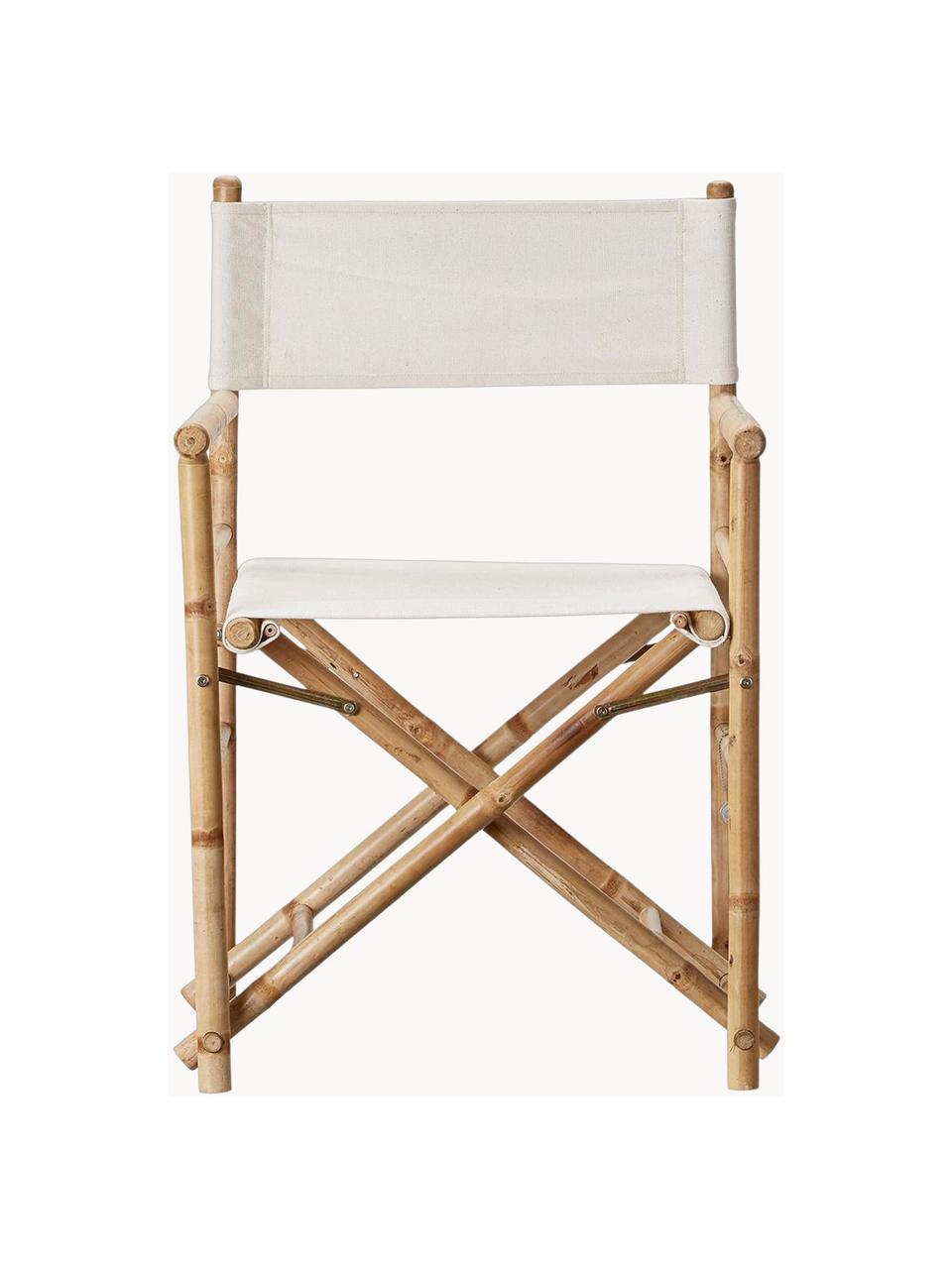 Skládací režisérská židle z bambusového dřeva Mandisa, Krémově bílá, světle hnědá, Š 58 cm, V 88 cm