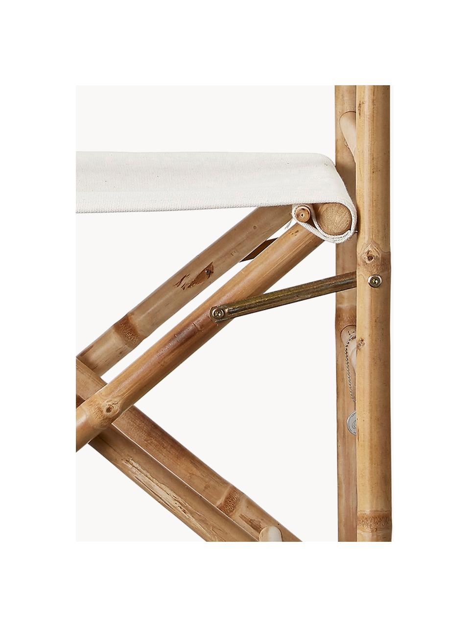Skládací režisérská židle z bambusového dřeva Mandisa, Krémově bílá, béžová, Š 58 cm, V 88 cm