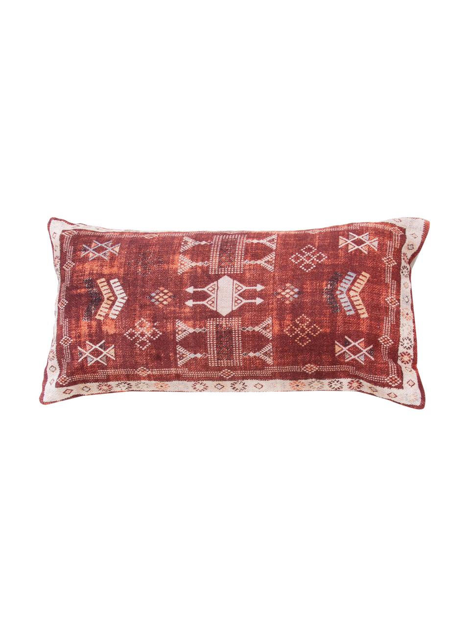 Boho-Kissenhülle Tanger in Rot/Weiß, 100% Baumwolle, Rot, Beige, 30 x 60 cm