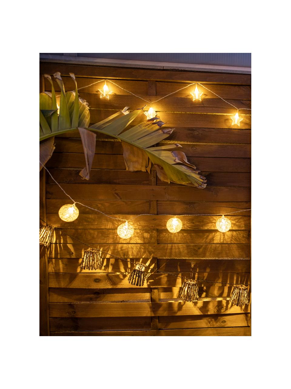 Outdoor LED-Lichterkette Carina, 330 cm, 10 Lampions, Lampions: Kokosnuss, Rohr, Brauntöne, Schwarz, L 330 cm
