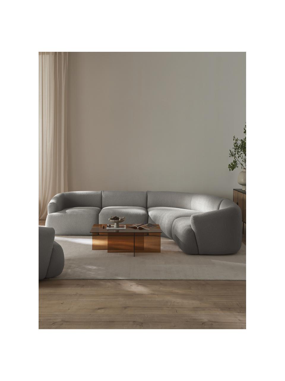 Canapé d'angle modulable 4 places en tissu bouclé Sofia, Bouclé gris clair, larg. 318 x prof. 235 cm