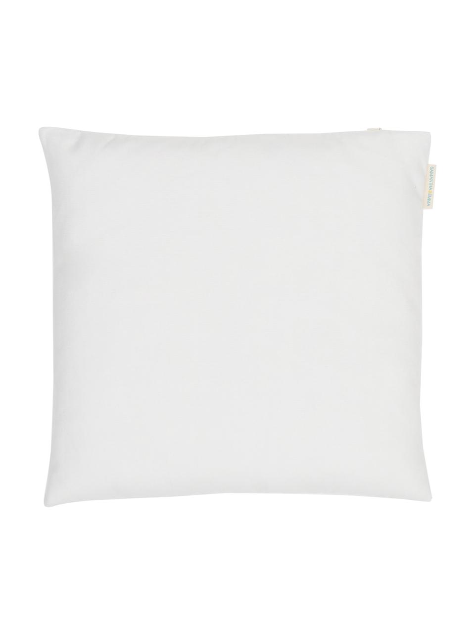 Housse de coussin 45x45 blanc bleu Raleigh, Bleu, blanc