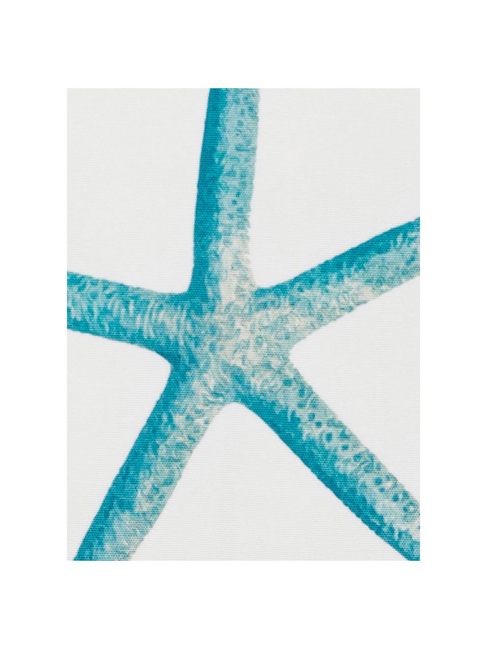 Funda de cojín Starfish, 100% algodón de canvas, Azul, blanco, An 45 x L 45 cm