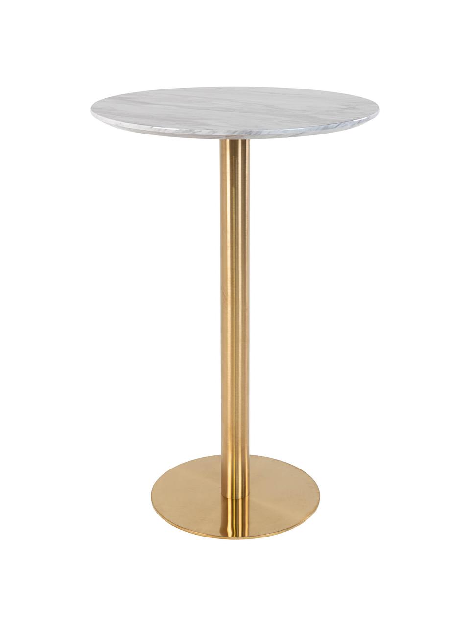 Kulatý jídelní stůl v mramorovém vzhledu Bolzano, Ø 70 cm, Bílá mramorovaná, zlatá, Ø 70 cm, V 105 cm