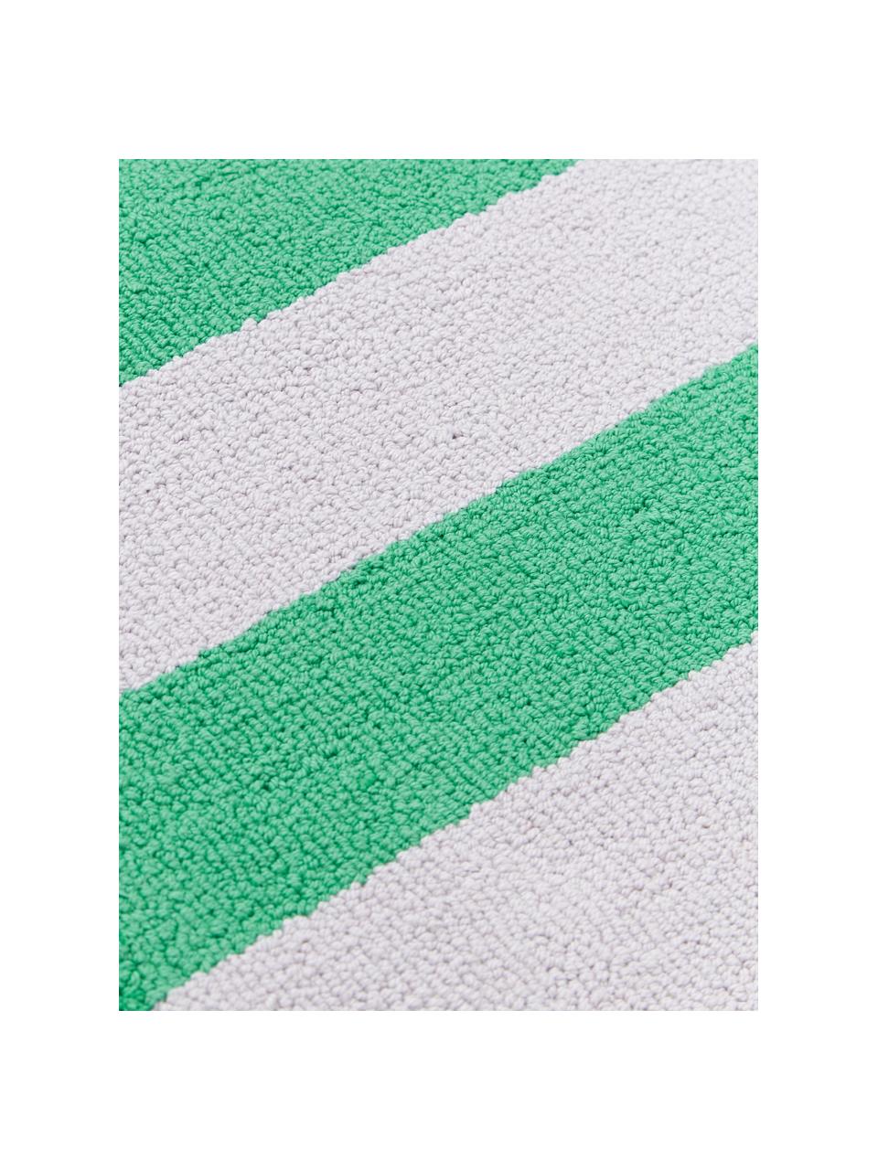 Handgetufte placemats Kio Stripe, 4 stuks, 100% katoen, Groen, wit, B 35 x L 45 cm