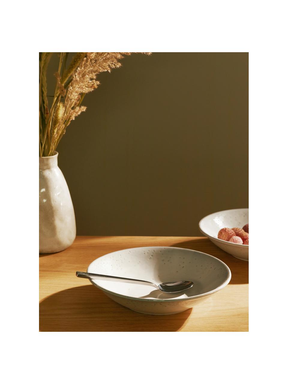 Ručně vyrobené hluboké talíře Nordic Sand Ø 22 cm, 4 ks, Kamenina, Světle šedá, tečky, Ø 22 cm, V 5 cm