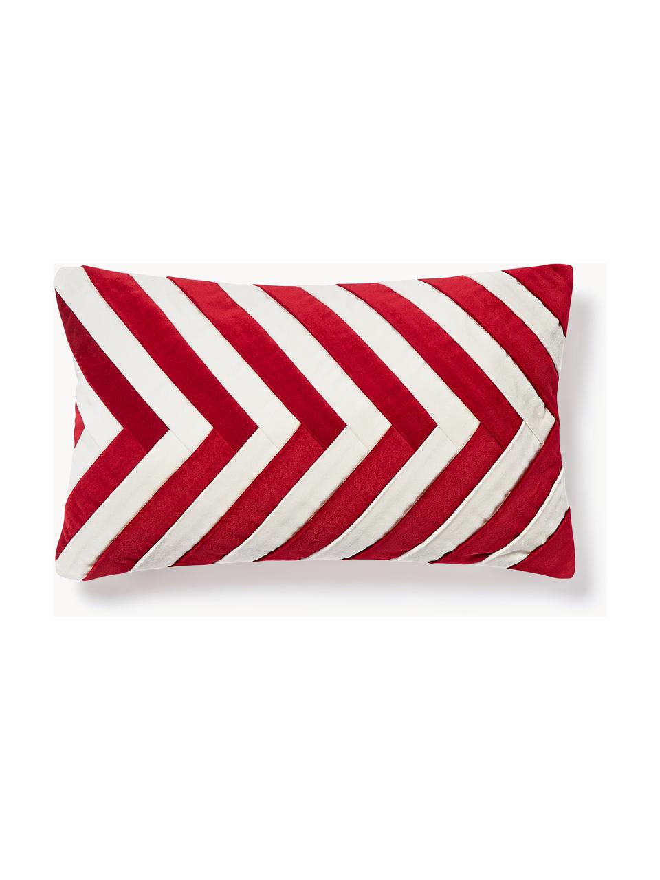 Housse de coussin en velours Doro, Velours de coton, Rouge, larg. 30 x long. 50 cm