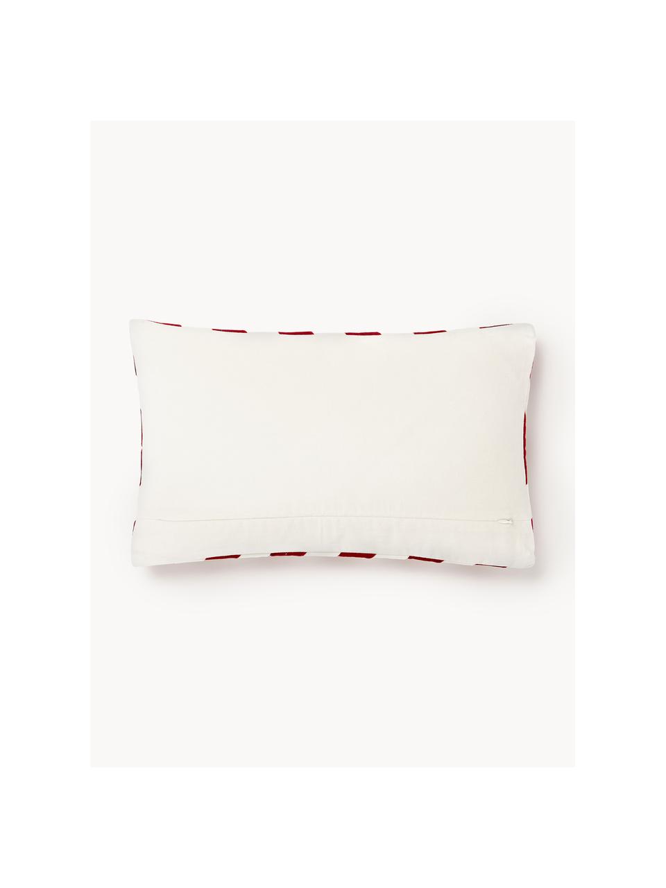 Housse de coussin en velours Doro, Velours de coton, Rouge, larg. 30 x long. 50 cm