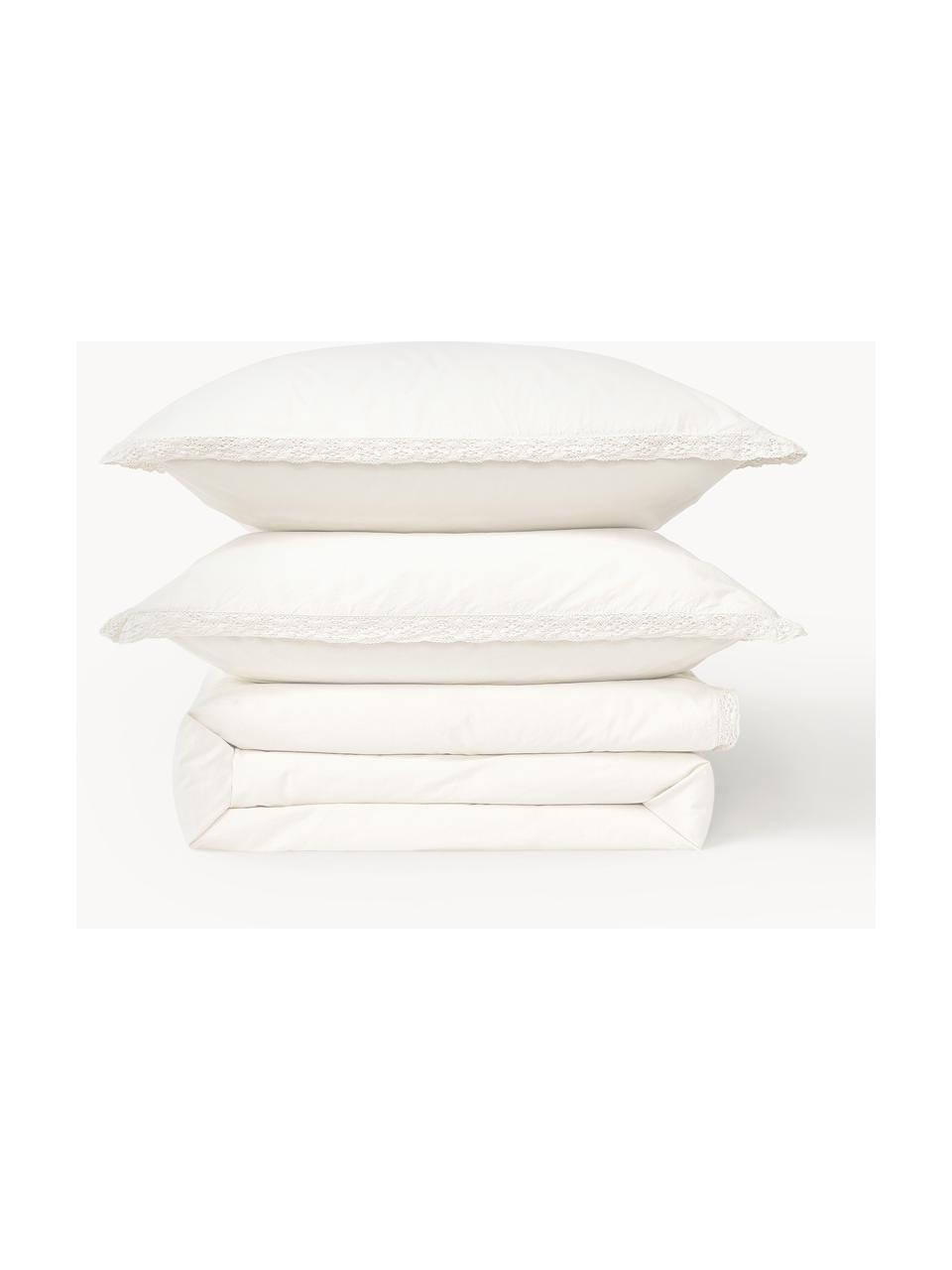 Gewaschener Baumwoll-Bettdeckenbezug Adoria mit Rüschen, Webart: Renforcé Renforcé besteht, Weiß, B 200 x L 200 cm