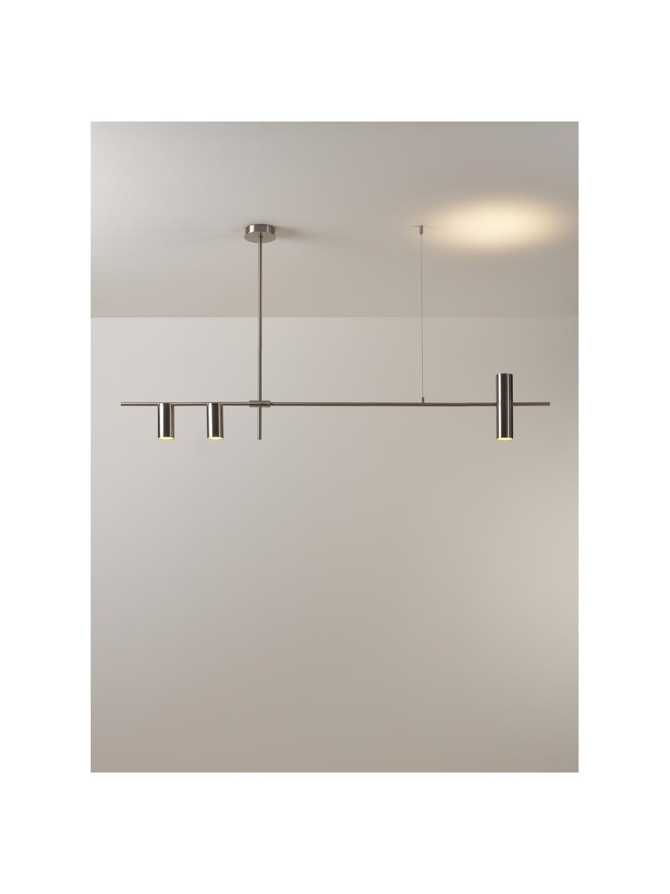 Grote hanglamp Cassandra, Baldakijn: gegalvaniseerd metaal, Mat zilverkleurig, B 143 x H 73 cm