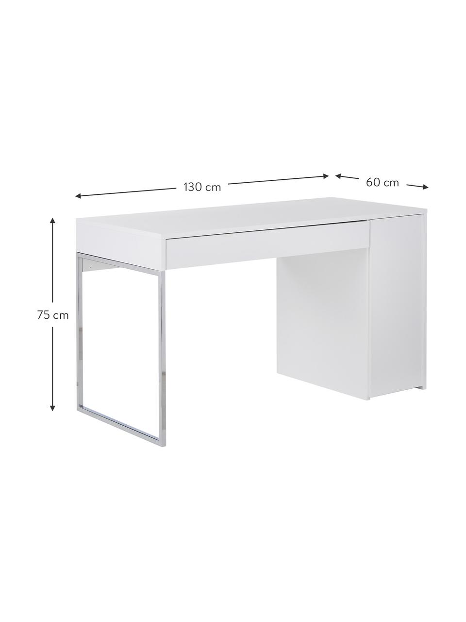 Pracovný stôl Tiago, biely, Matná biela, nohy: pochrómovaný kov, Š 130 x H 60 cm