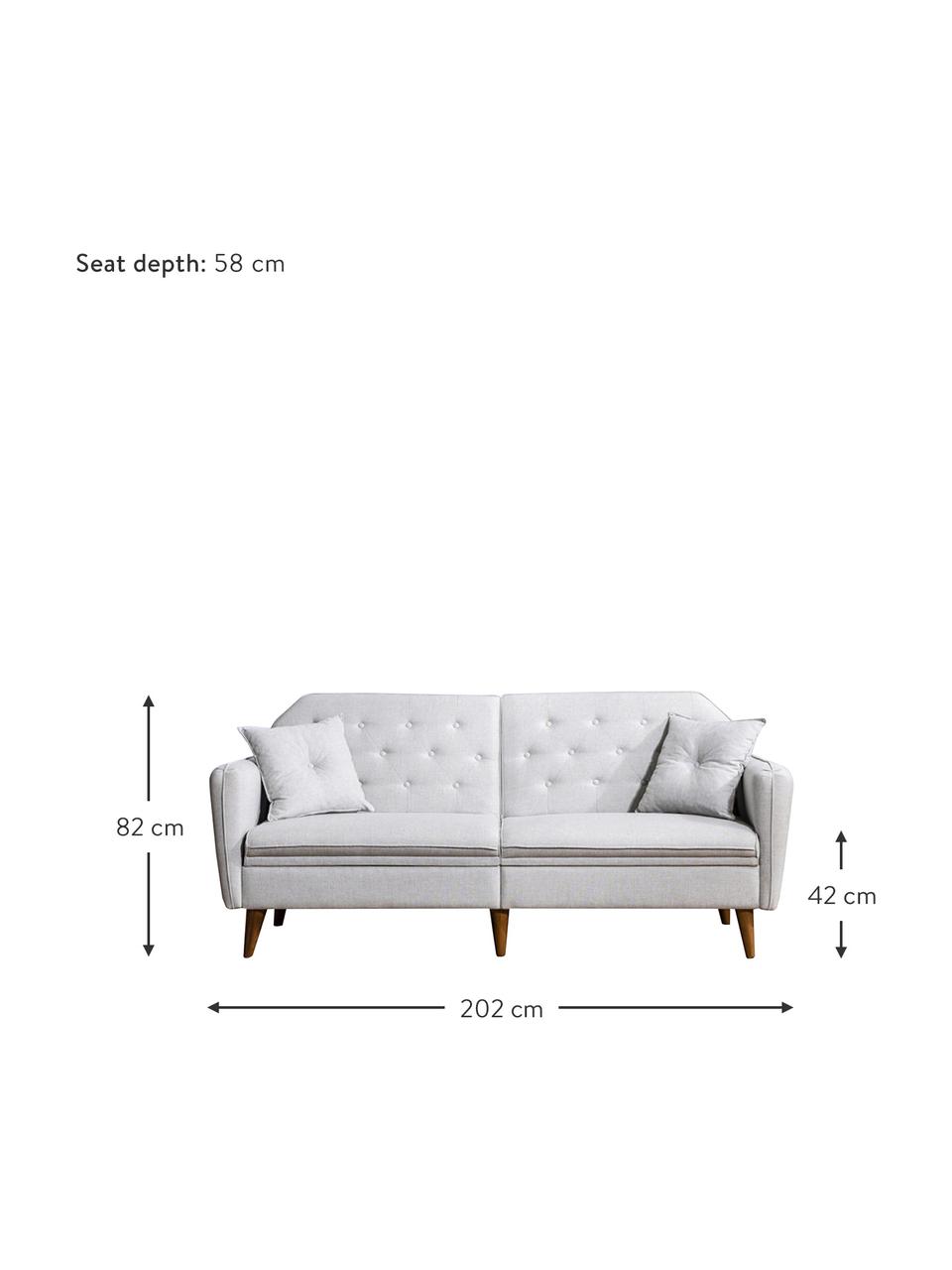 Sofa z funkcją spania (3-osobowa) Terra, Tapicerka: len, Stelaż: drewno rogowe, metal, Nogi: drewno naturalne, Beżowy, S 202 x G 83 cm