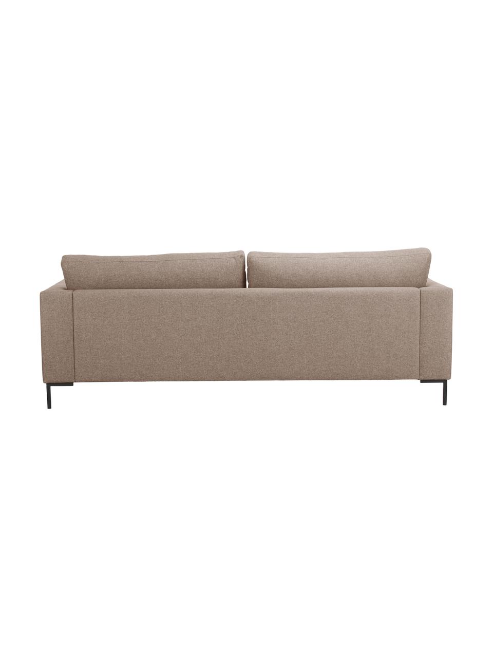 Divano 3 posti con piedini in metallo Luna, Rivestimento: 100% poliestere Il rivest, Struttura: legno massiccio di faggio, Piedini: metallo zincato, Tessuto marrone, Larg. 230 x Prof. 95 cm
