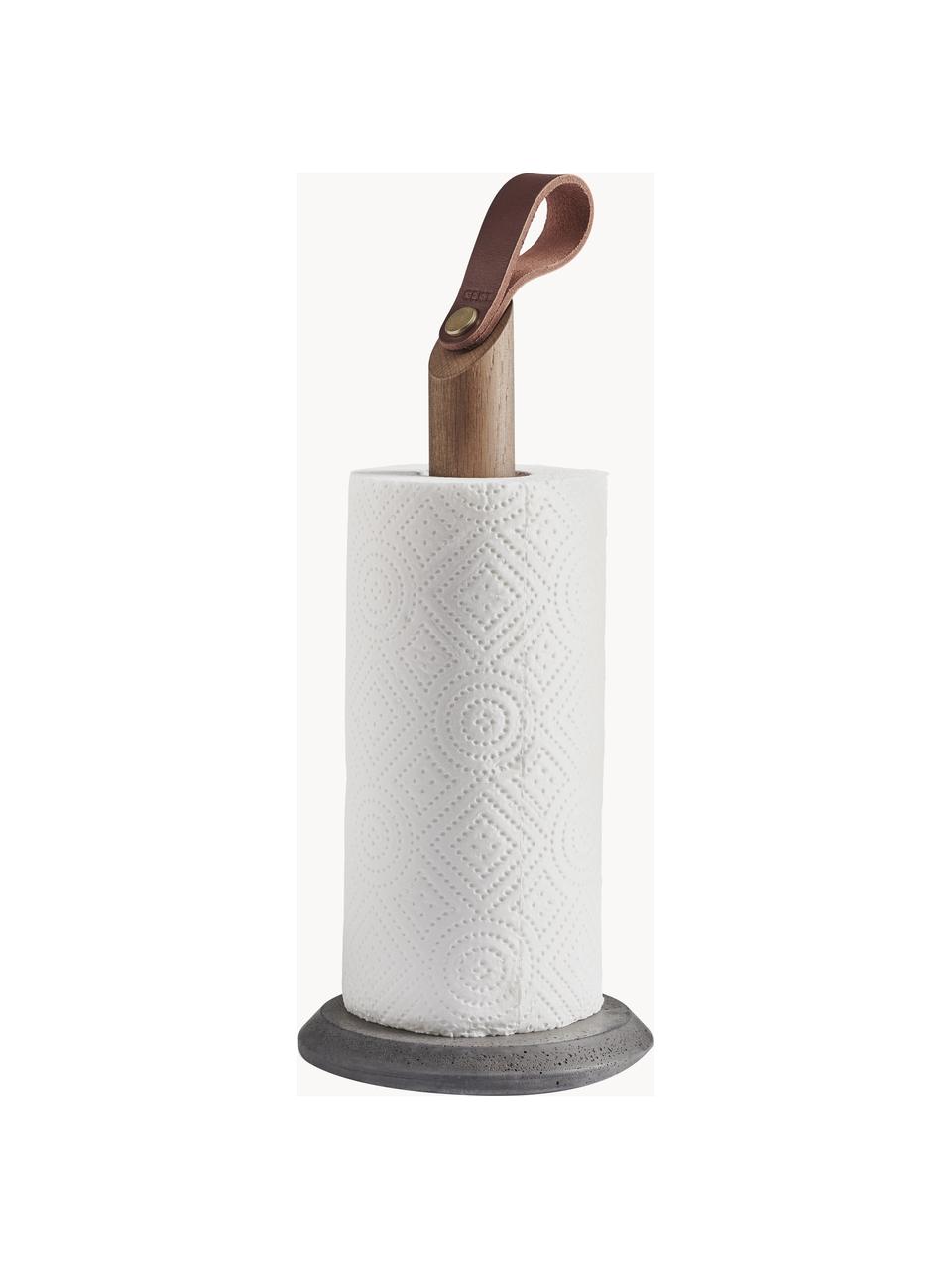 Porte-rouleau de cuisine en bois de chêne Grab, Bois de chêne, gris, Ø 15 x haut. 32 cm