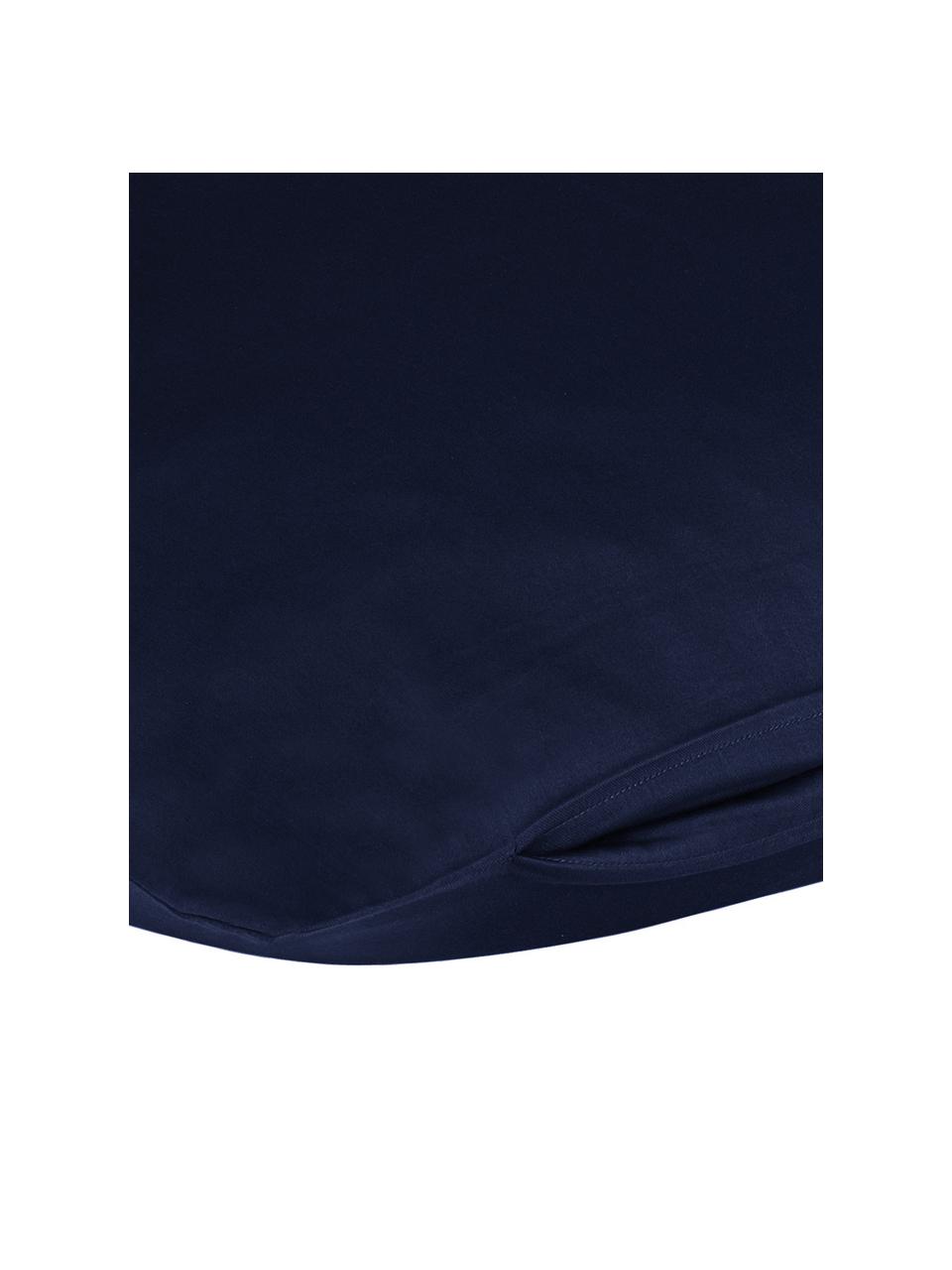 Povlak na polštář z bavlněného saténu Comfort, 2 ks, Tmavě modrá, Š 40 cm, D 80 cm