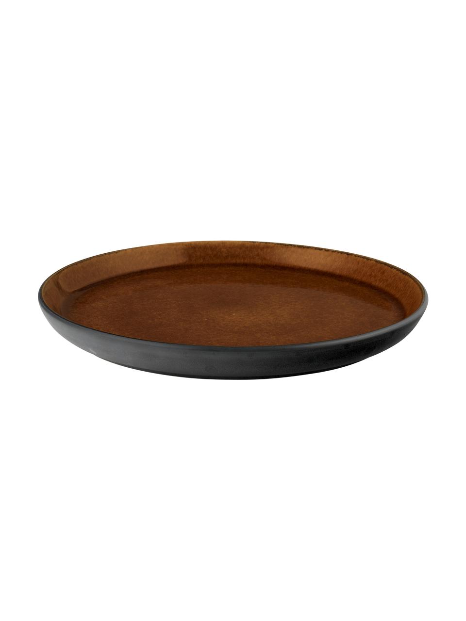 Piatti da colazione con smalto reattivo Gastro 6 pz, Gres, Marrone scuro, nero, Ø 21 cm
