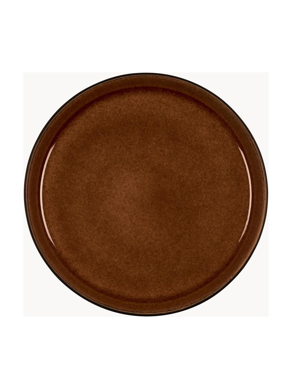 Platos postre con esmalte reactivo Gastro, 6 uds., Cerámica de gres, Marrón oscuro, negro, Ø 21 cm