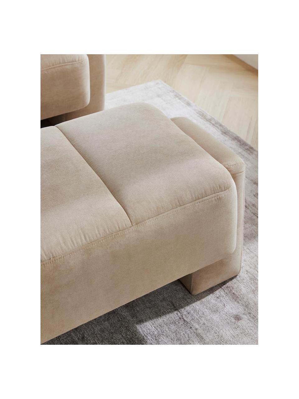 Puf Bobi, Tapicerka: 88% poliester, 12% nylon , Stelaż: lite drewno sosnowe, Piaskowa tkanina, S 90 x G 55 cm
