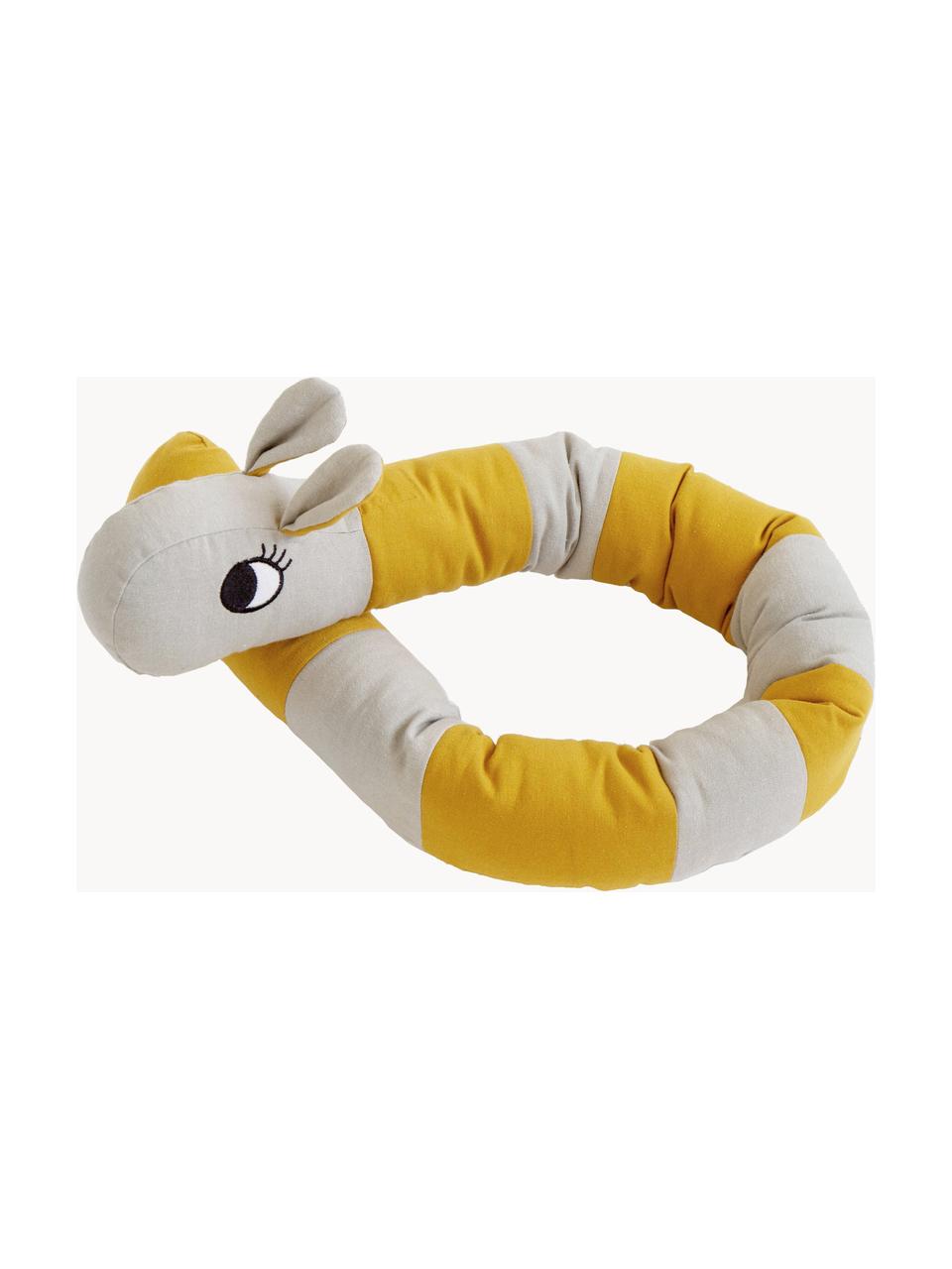 Cuscino gioco grande Caterpillar, Rivestimento: 100% cotone, Grigio chiaro, giallo senape, Ø 7 x Lung. 110 cm