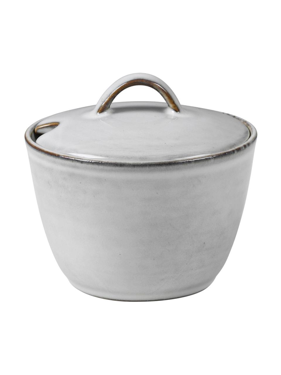 Ręcznie wykonana cukiernica Nordic Sand, Kamionka, Odcienie szarego, odcienie beżowego, Ø 10 x W 7 cm