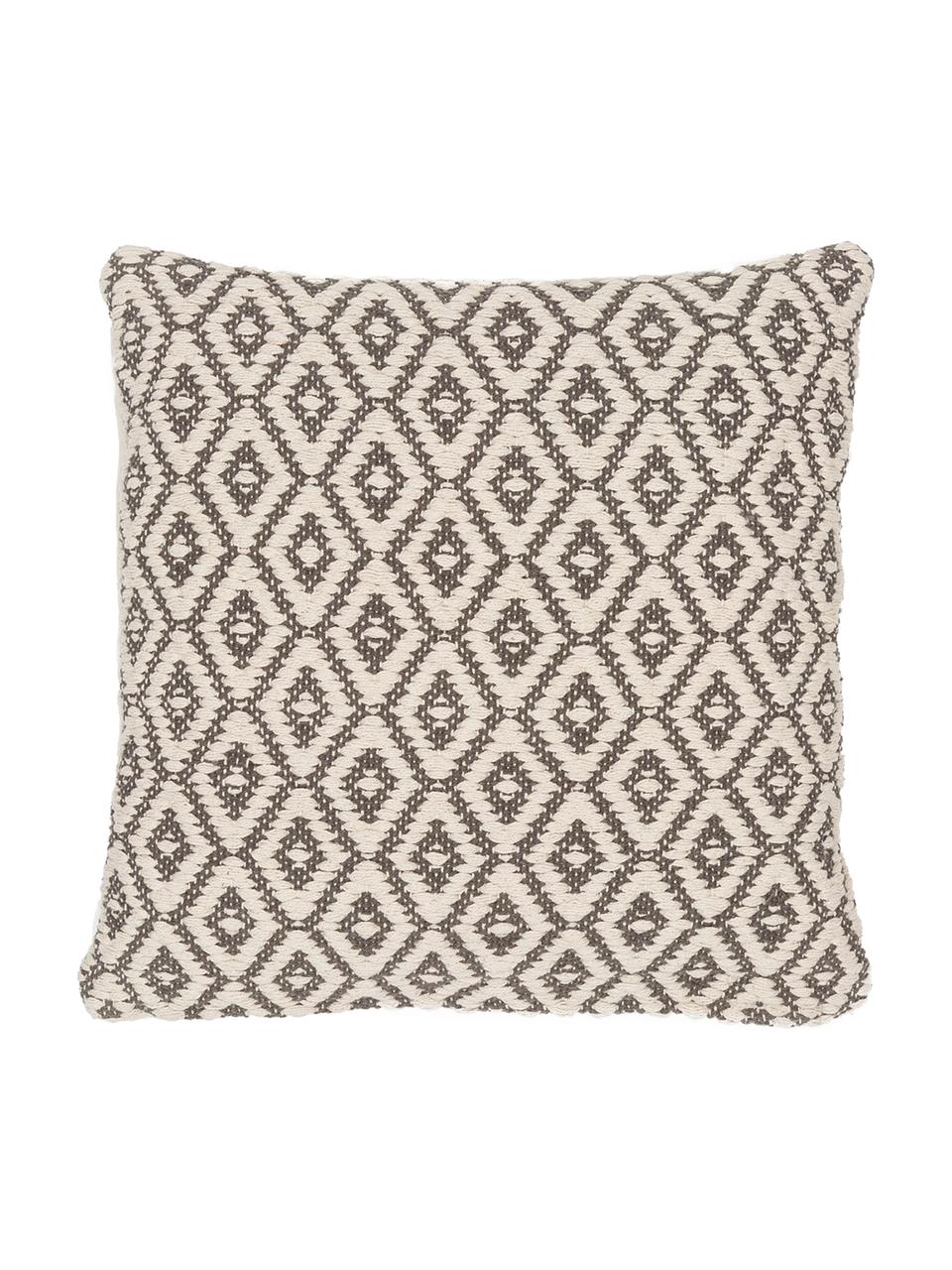 Coussin réversible Diamond, Anthracite, beige clair, larg. 45 x long. 45 cm