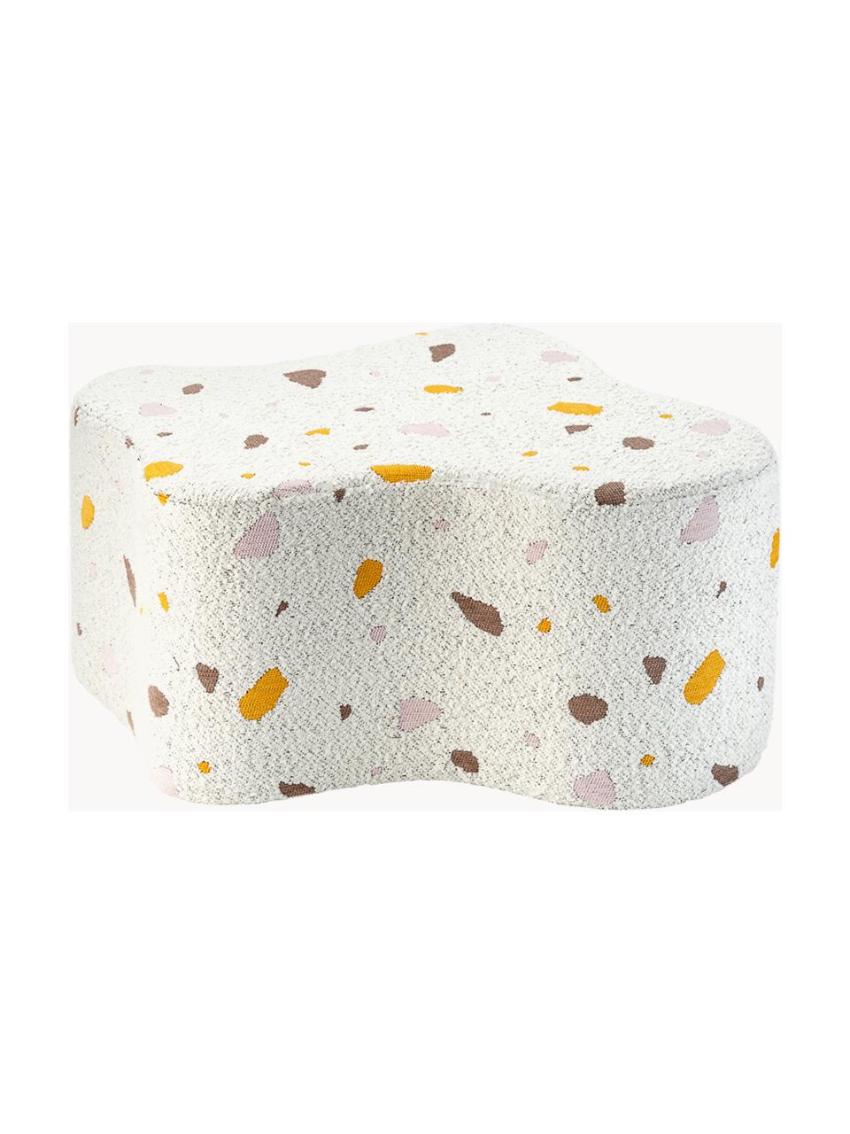 Handgefertigter Kinder-Pouf Cloud aus Bouclé, Bouclé Weiß, Terrazzo-Optik, B 40 x T 25 cm