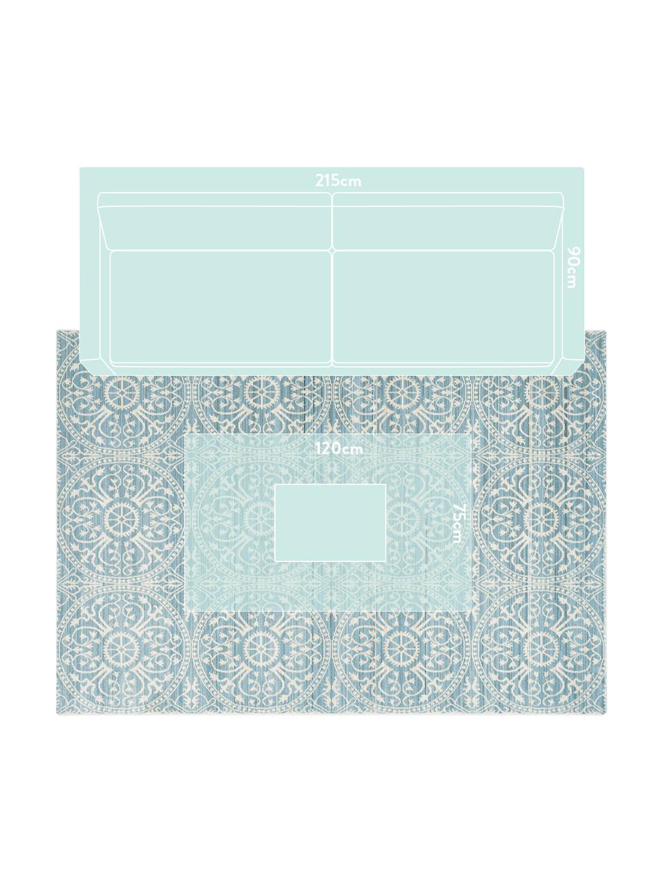 Teppich Taryn in Türkis-Weiß, Flor: 100% Polyester, Türkis, Creme, B 150 x L 245 cm (Größe M)