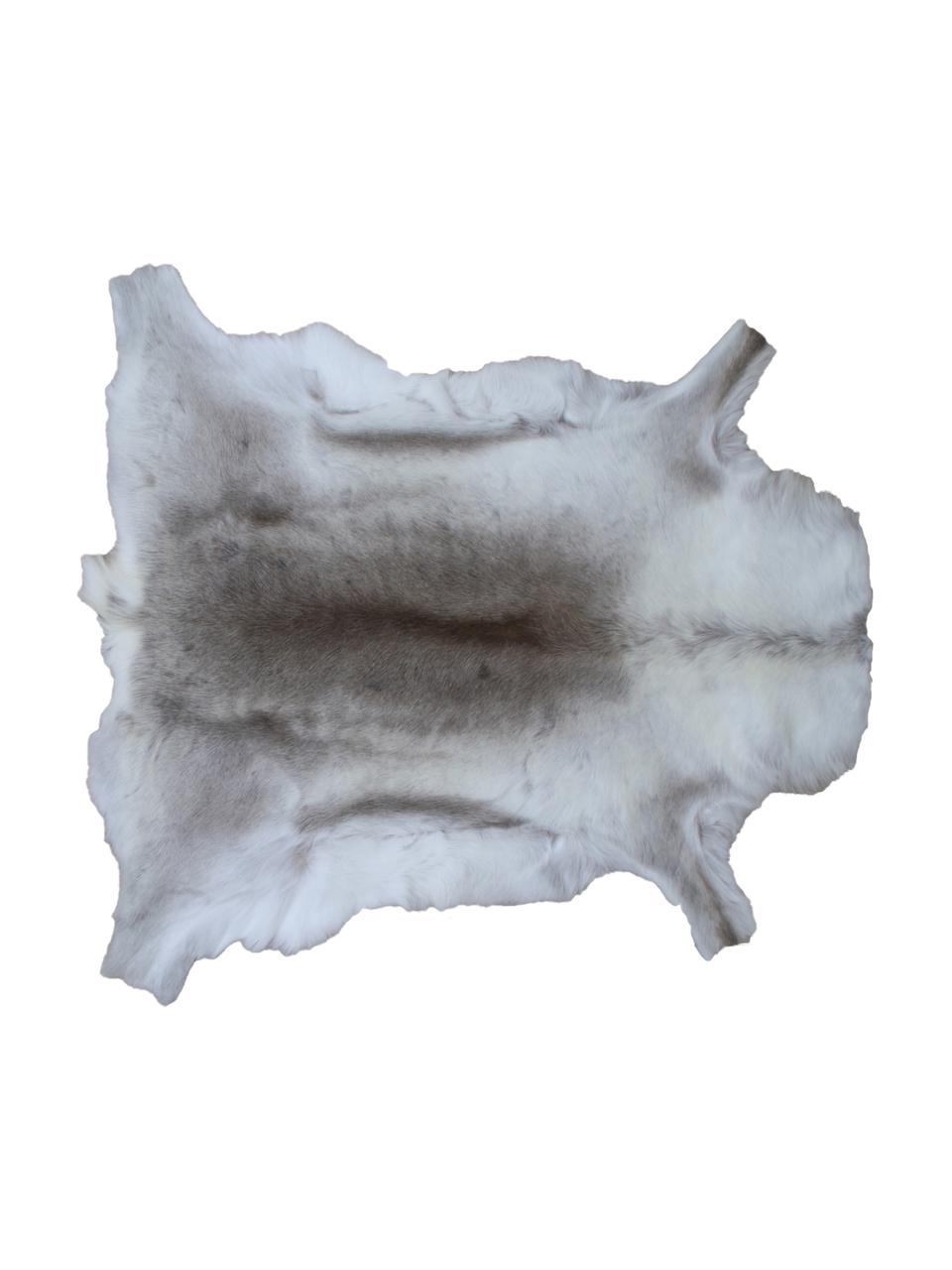 Dywan ze skóry renifera Zontas, Skóra renifera, Odcienie brązowego, biały, Unikatowa skóra z renifera 175, 75 x 115 cm