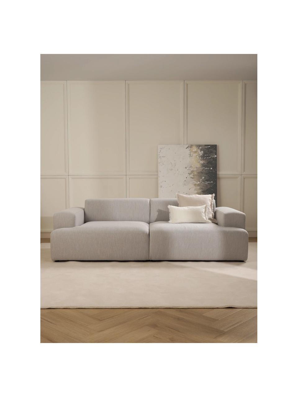 Sofa Melva (3-Sitzer), Bezug: 100% Polyester Der hochwe, Gestell: Massives Kiefernholz, Spa, Füße: Kunststoff Dieses Produkt, Webstoff Hellgrau, B 238 x T 101 cm