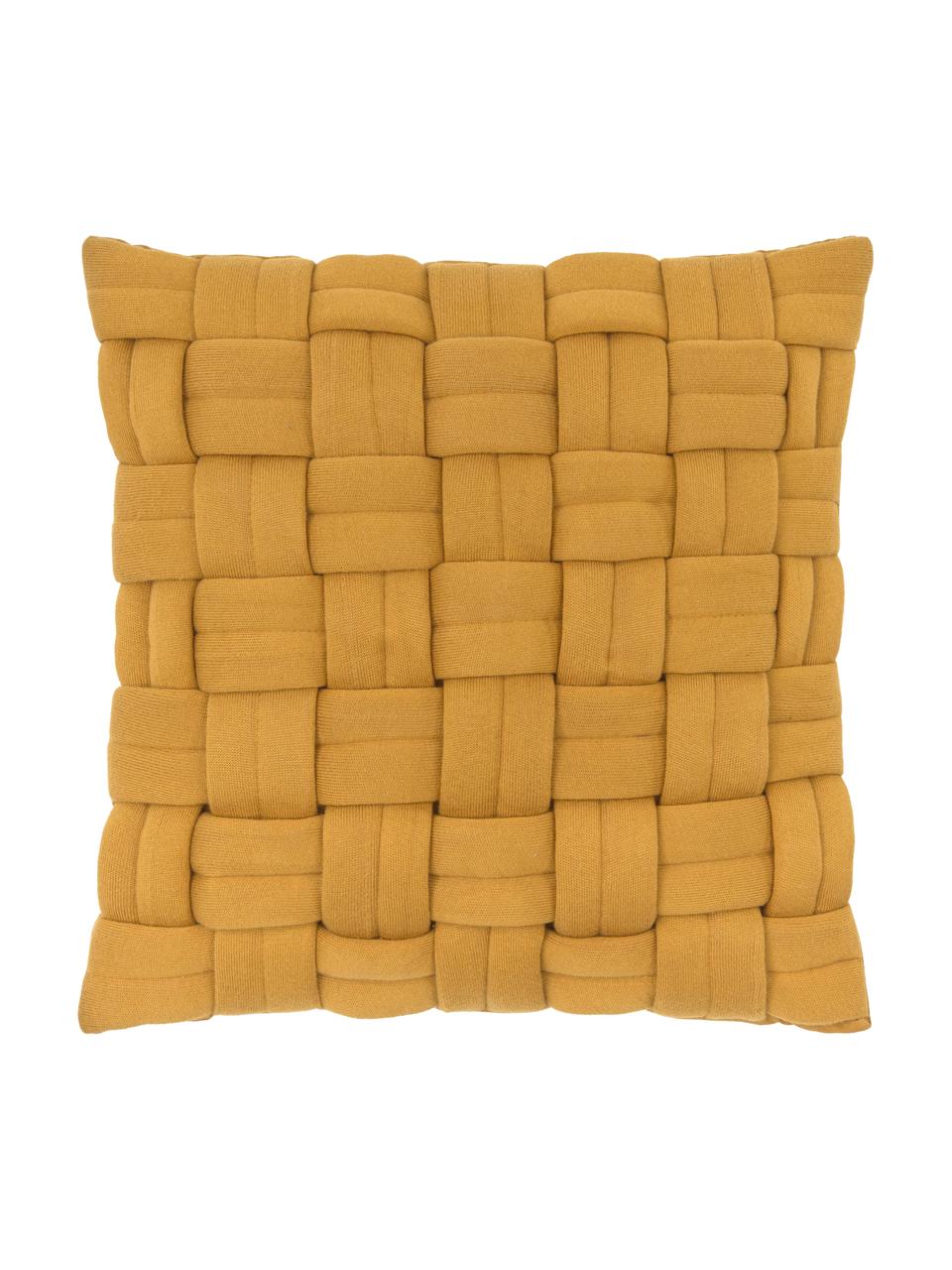 Housse de coussin 40x40 jaune moutarde Norman, Jaune moutarde, larg. 40 x long. 40 cm