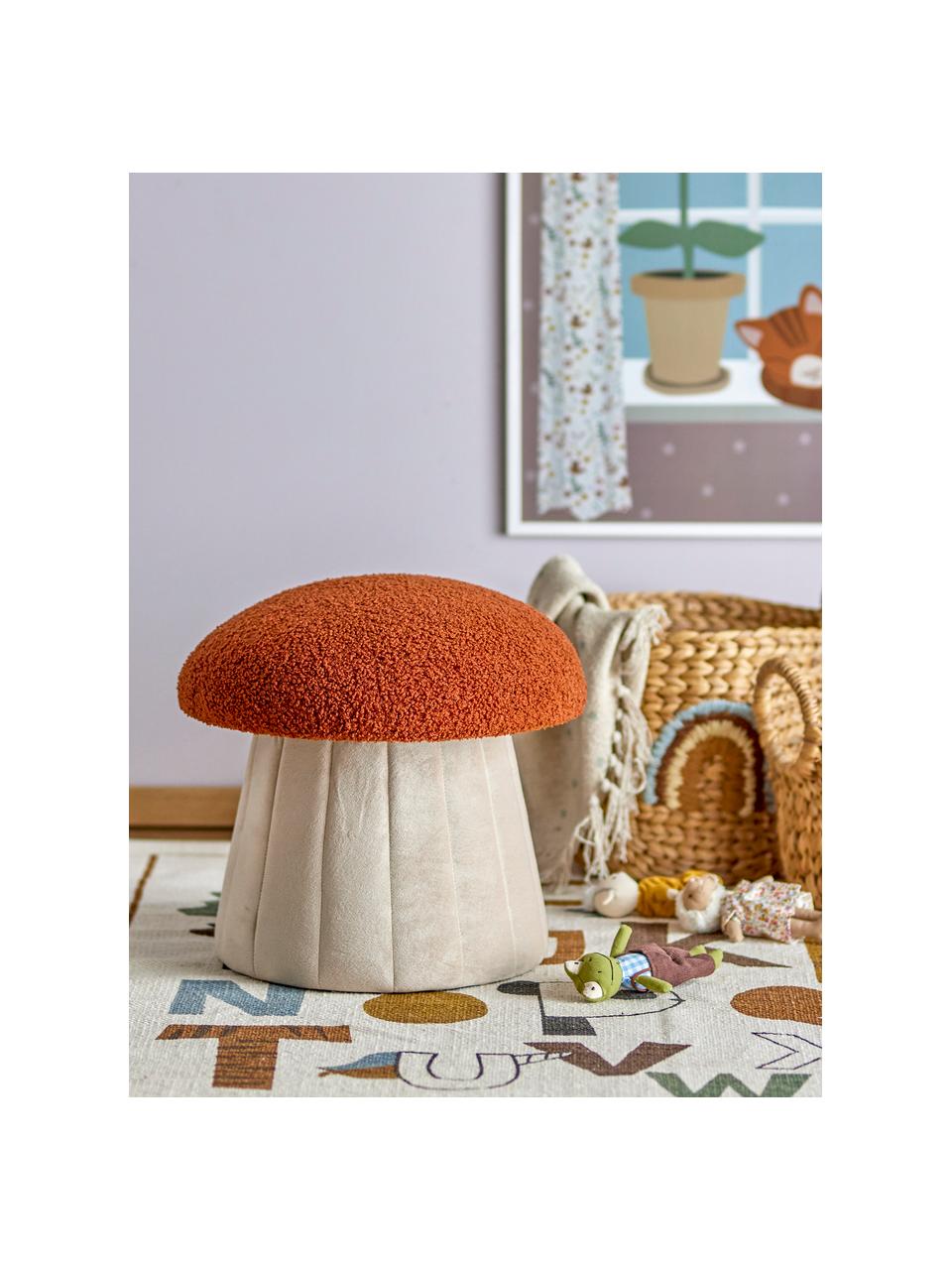 Kinder-Pouf Bertil, Bezug: 100 % Polyester, Gestell: Mitteldichte Holzfaserpla, Webstoff Rostrot, Off White, Ø 37 x H 35 cm